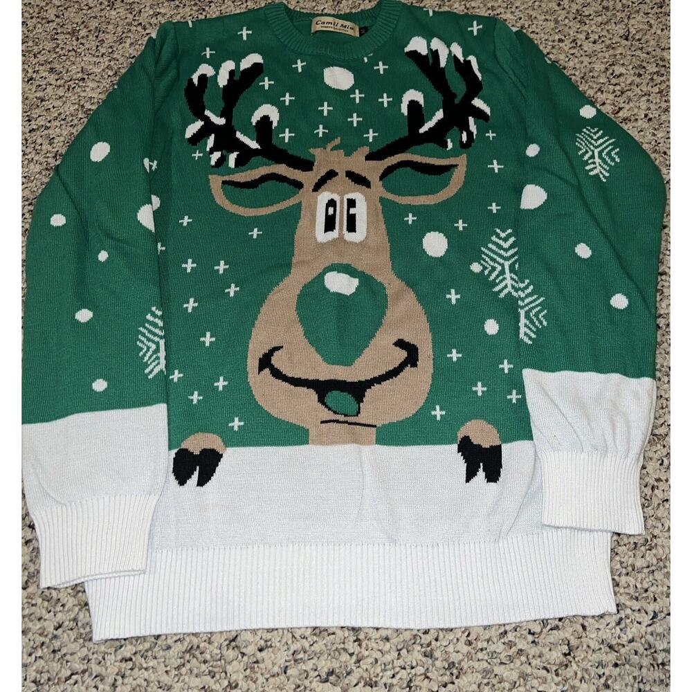 Camii Mia Christmas‎ Sweater Ugly Reindeer Rudolph Party Holidays Medium